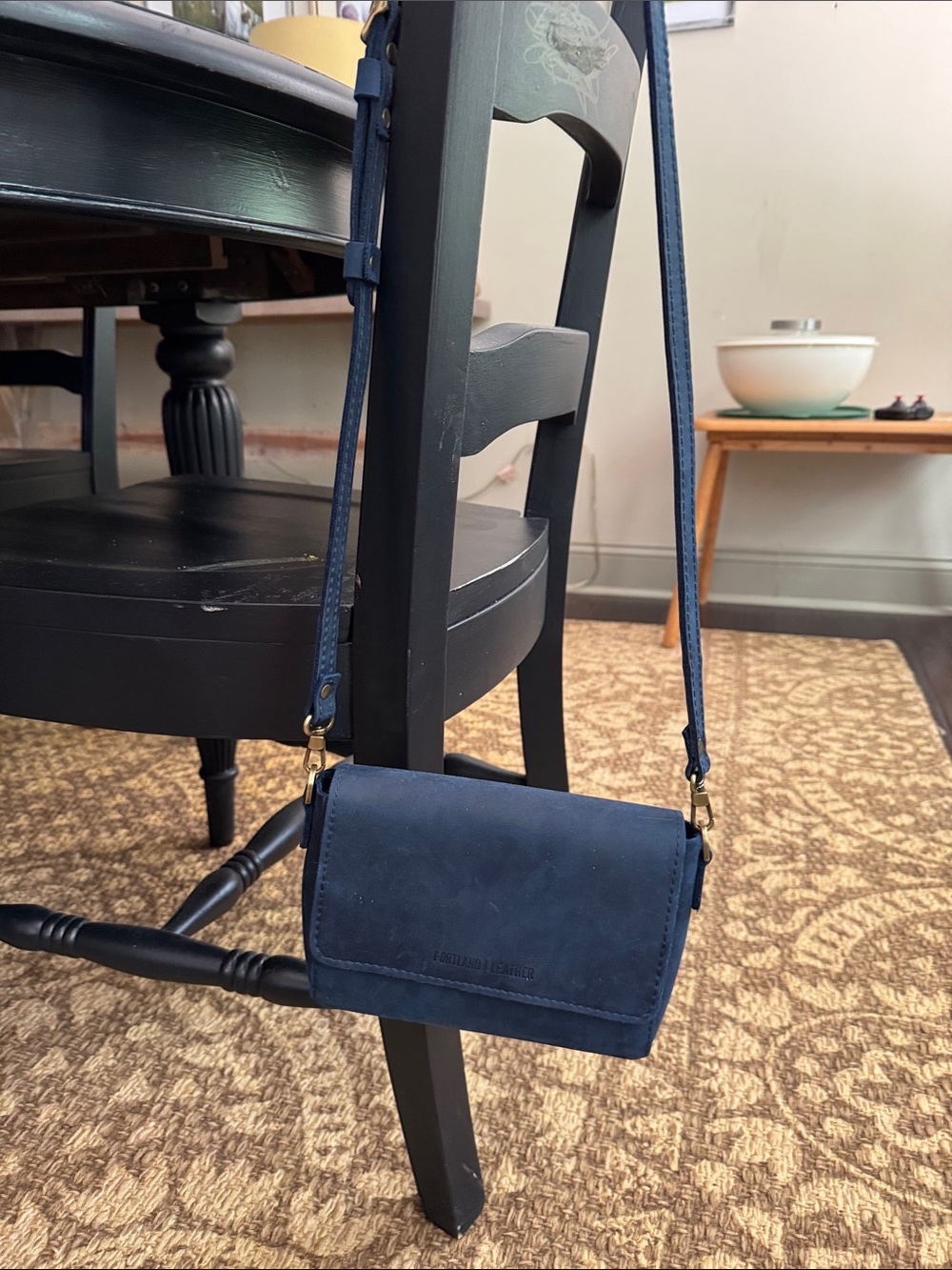 Portland Leather Navy Blue Crossbody with Detachable Strap - Picture 3 of 4